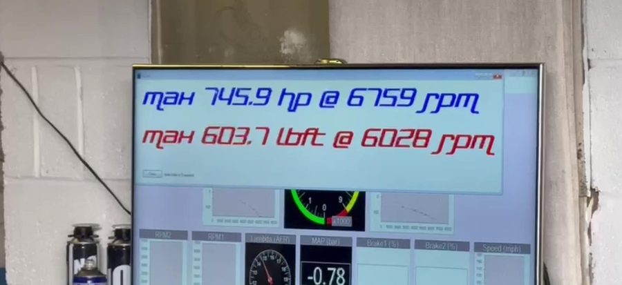 Dyno readout from the shop Golf R's loaded run